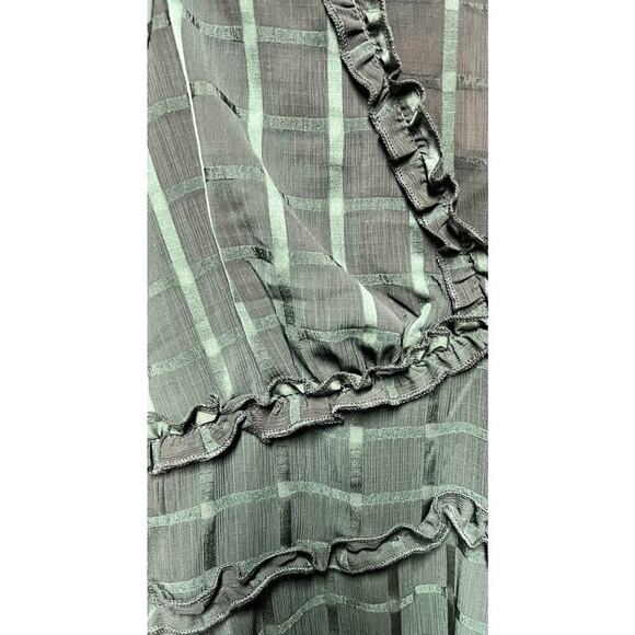 B. DARLIN Green windowpane check babydoll tiered ruffle sweetheart dress sz M - Picture 5 of 12